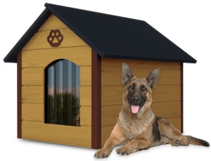 Drewniania ocieplana buda dla psa rozmiar XL - kol.5 + kurtyna