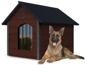 Drewniania ocieplana buda dla psa rozmiar XL - kol.6 + kurtyna 
