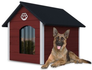 Drewniania ocieplana buda dla psa rozmiar XL - kol.7 + kurtyna