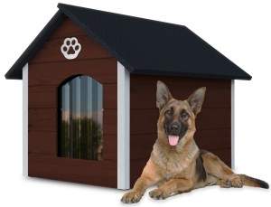 Drewniania ocieplana buda dla psa rozmiar XL - kol.8 + kurtyna