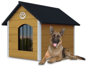 Drewniania ocieplana buda dla psa rozmiar XL - kol.9 + kurtyna