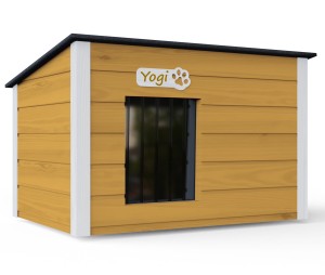 Drewniania ocieplana buda dla psa rozmiar L + kurtyna (płaski dach) KOL.9